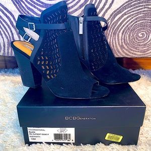 BCBGeneration Creen Open-Toe Heels - Black